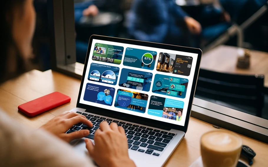 Digital signage displaying company culture content
