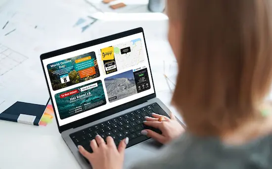 Digital signage displaying infotainment content