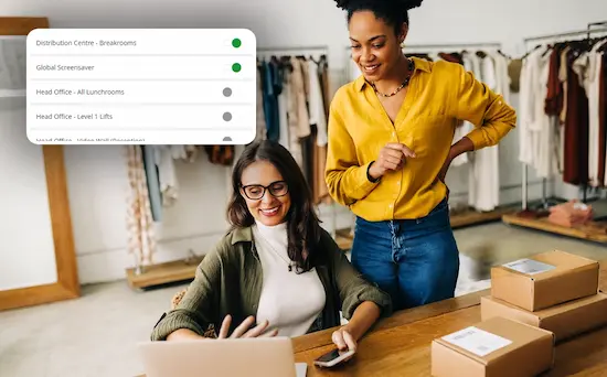Digital signage content on a screen