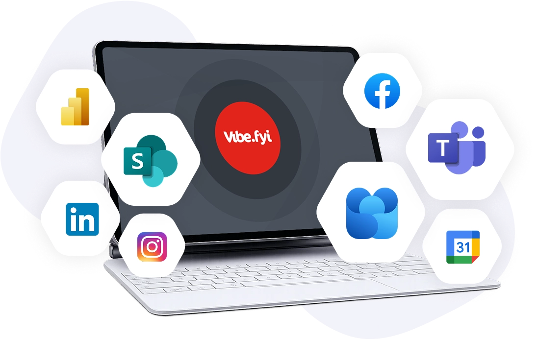 Vibe.fyi integration with SharePoint displaying digital signage content