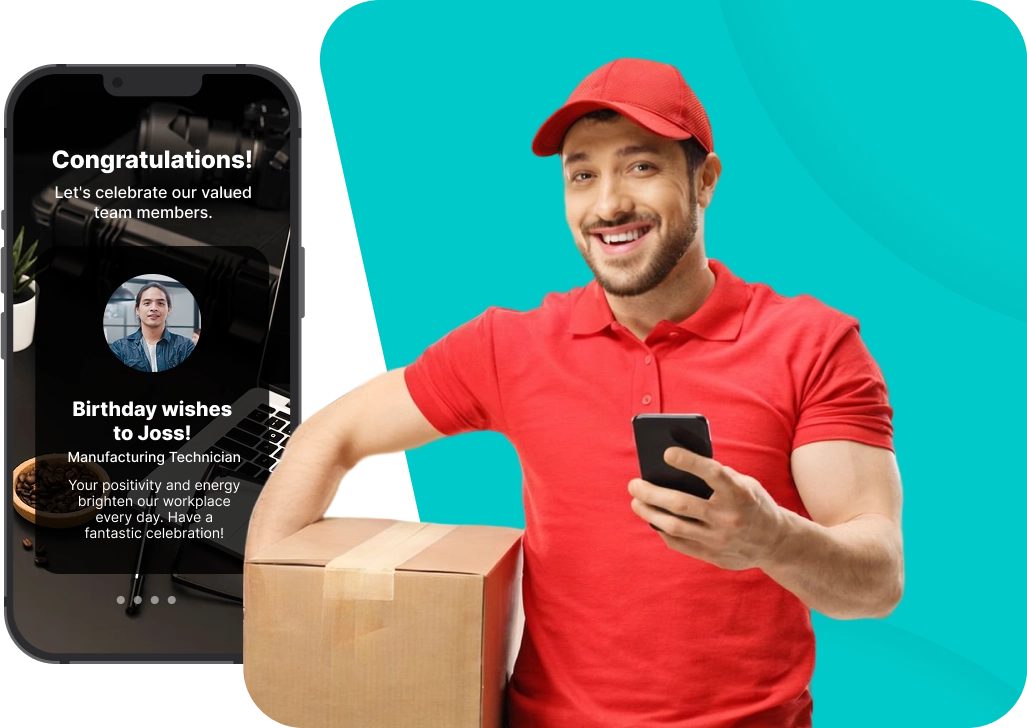 Employee viewing communications on a mobile device