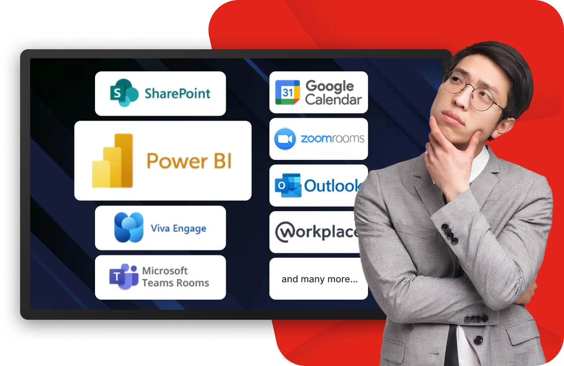 Workplace apps integrating with digital signage