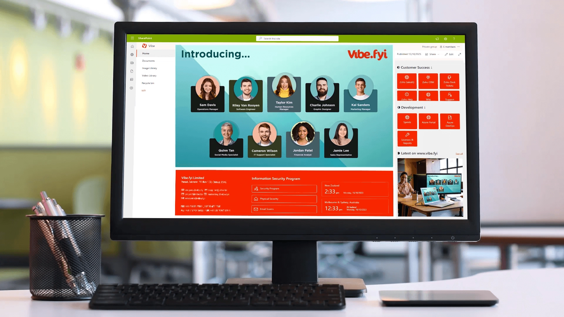 New hires welcome message on intranet