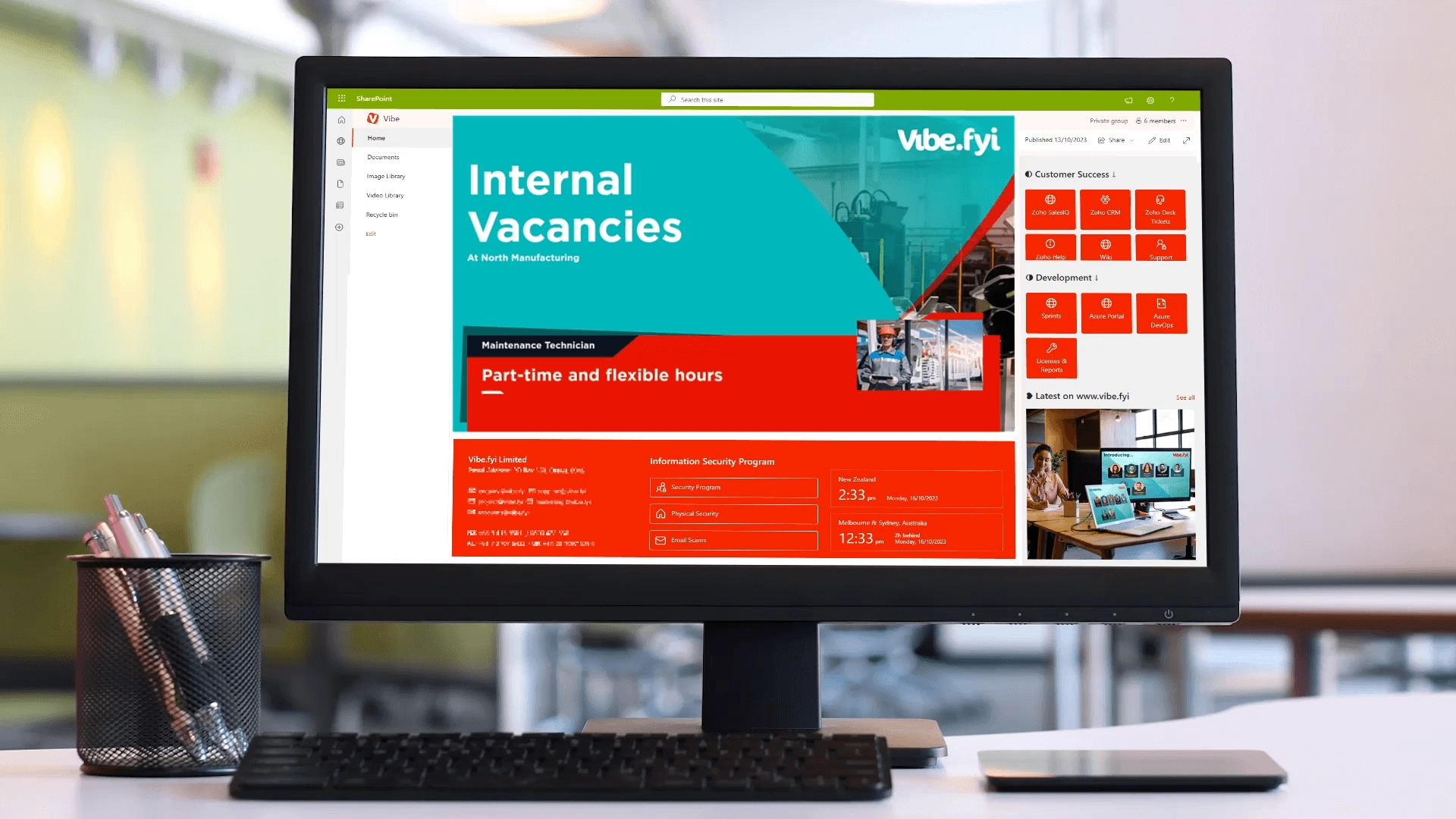 Event promotion on intranet