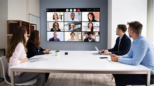 Optimized meeting room with digital signage