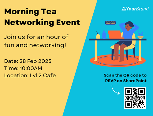mockup of a morning tea event for a digitla