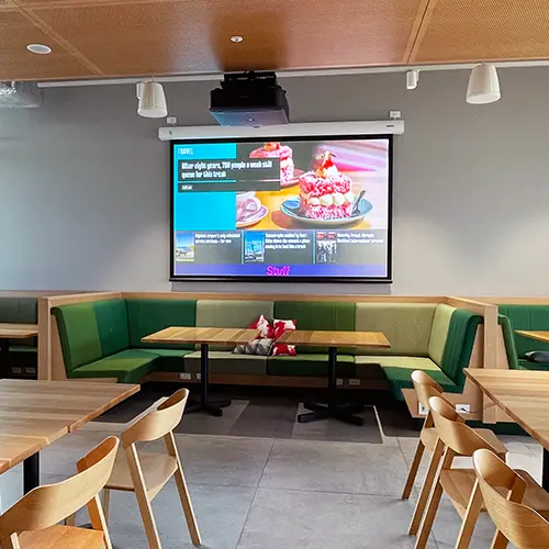 Zespri workplace screen showing Vibe digital signage content in the Hub