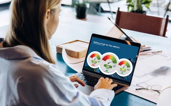 Digital signage displaying performance data insights