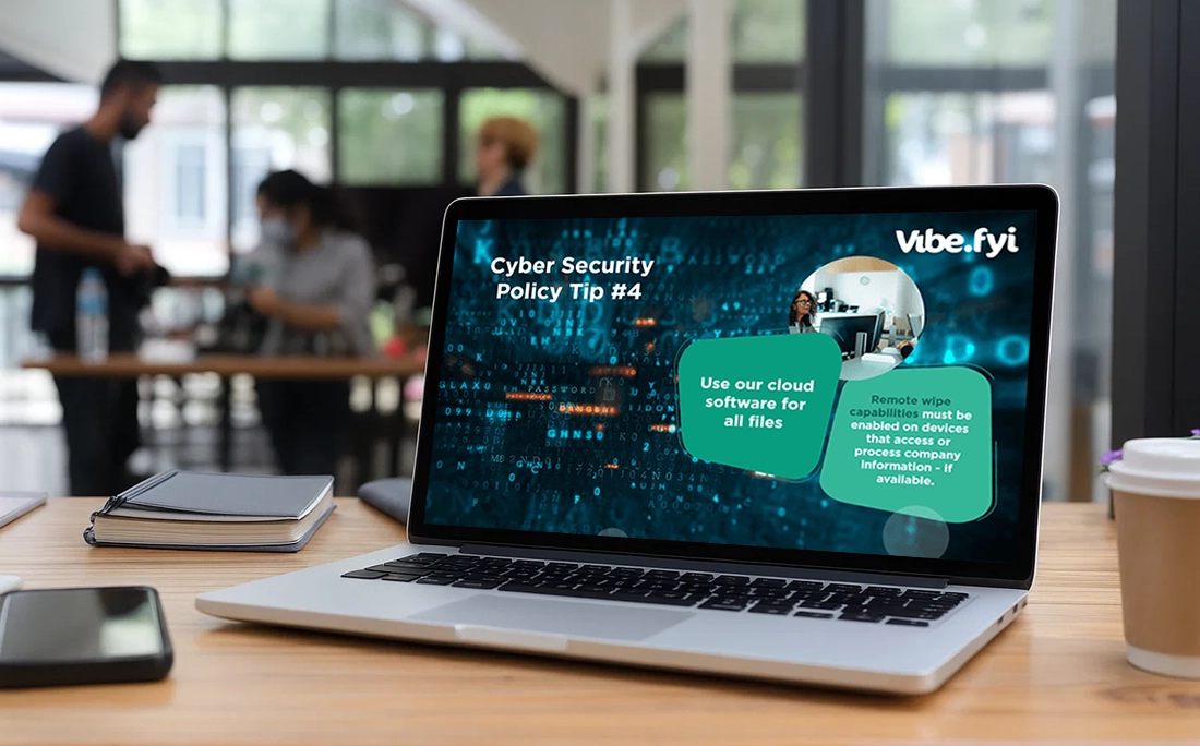 Screensaver displaying employee learning content
