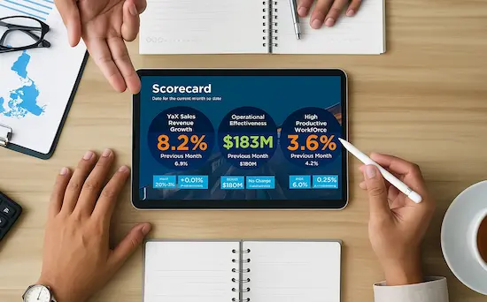 Person giving a presentation on a large screen