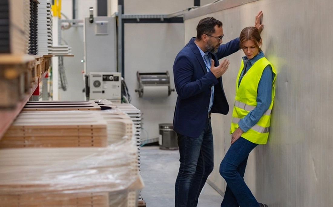 Digital screen displaying Respect@Work health and safety slides relevant to mining and construction